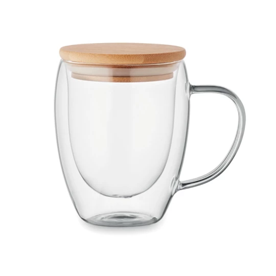 Szklany Kubek z bambusową pokrywką 300ml Tiral