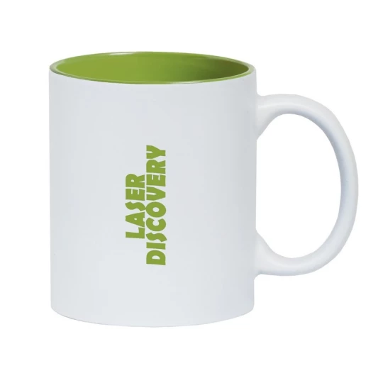 Biały Kubek ceramiczny 350 ml z zielonym wnętrzem
