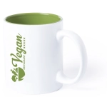 Biały Kubek ceramiczny 350 ml z zielonym wnętrzem