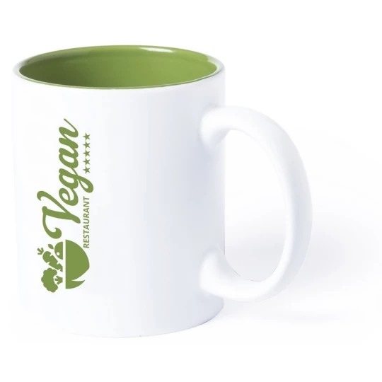 Biały Kubek ceramiczny 350 ml z zielonym wnętrzem