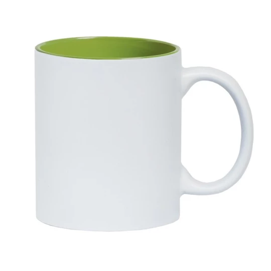 Biały Kubek ceramiczny 350 ml z zielonym wnętrzem