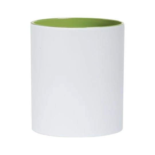 Biały Kubek ceramiczny 350 ml z zielonym wnętrzem