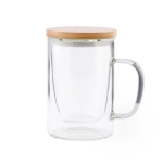 Szklany kubek 450 ml z zaparzaczem i wieczkiem z bambusa